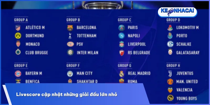 Livescore 3 Livescore bao quát toàn bộ lịch thi đấu từ các sân chơi lớn như World Cup, Euro đến V-League và cả những giải đấu ít phổ biến